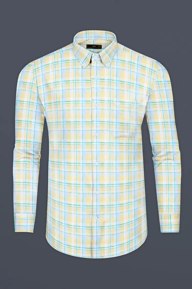 Grain Brown With Blue Plaid Twill Premium Cotton Shirt 4