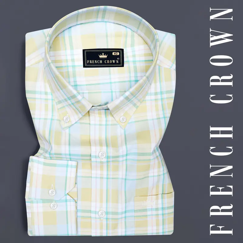 Grain Brown With Blue Plaid Twill Premium Cotton Shirt 6