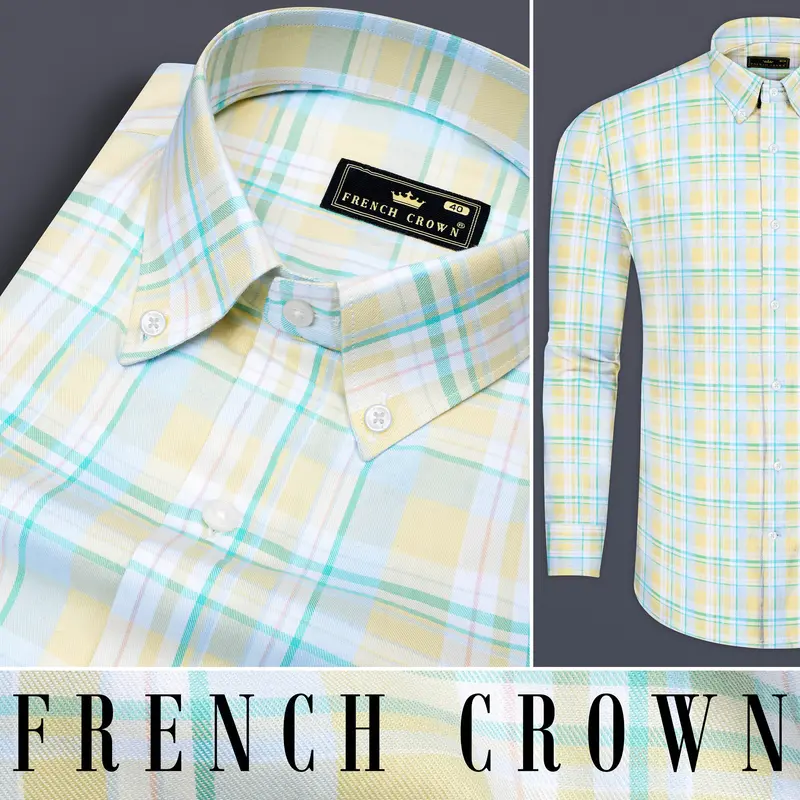 Grain Brown With Blue Plaid Twill Premium Cotton Shirt 9