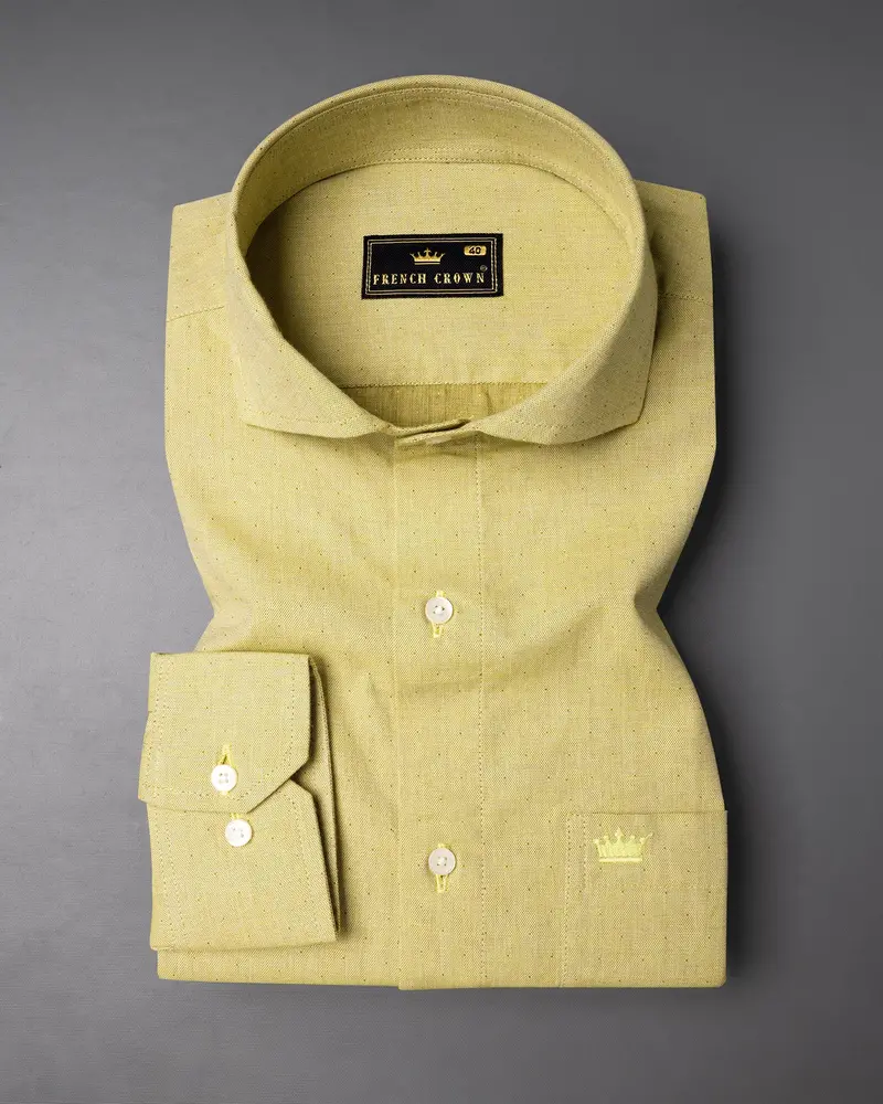 Grandis Yellow Dobby Textured Premium Cotton Shirt 3