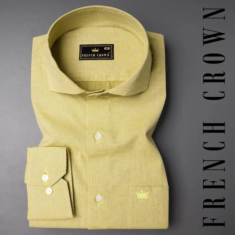 Grandis Yellow Dobby Textured Premium Cotton Shirt 7