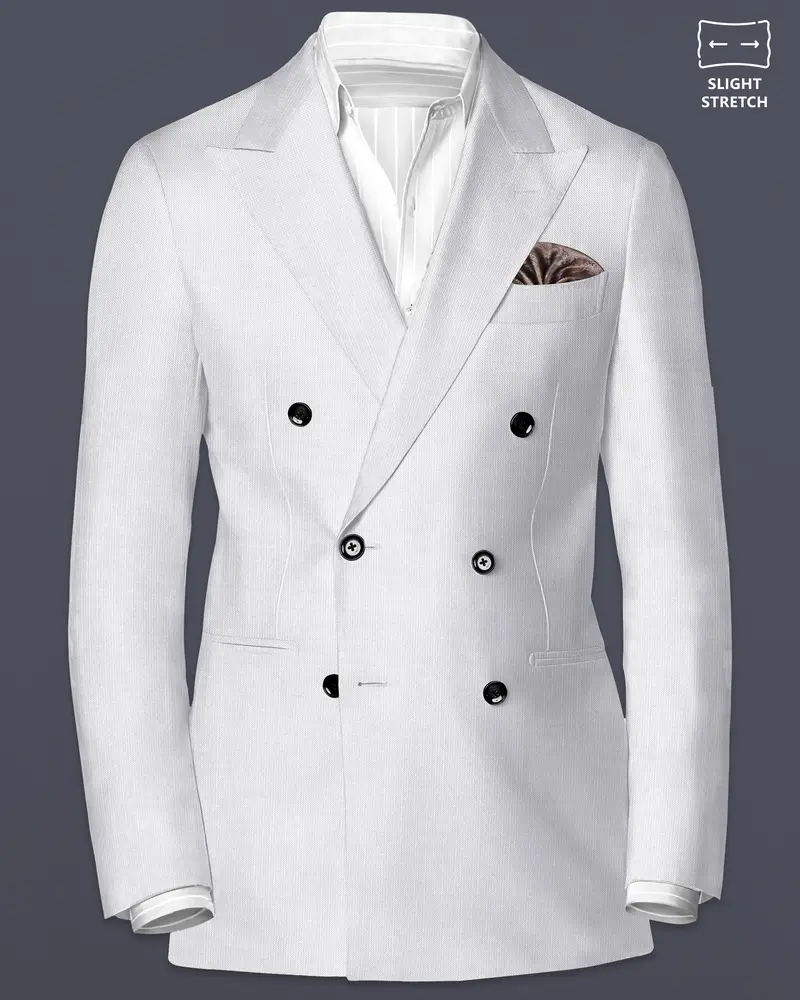 Granite-Alto Gray Solid Wool Rich Double Breasted Slight Stretch Blazer 1