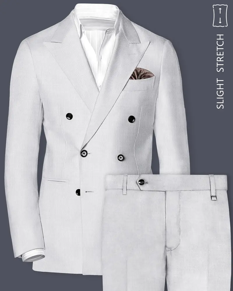 Granite-Alto Gray Solid Wool Rich Double Breasted Slight Stretch Suit 1
