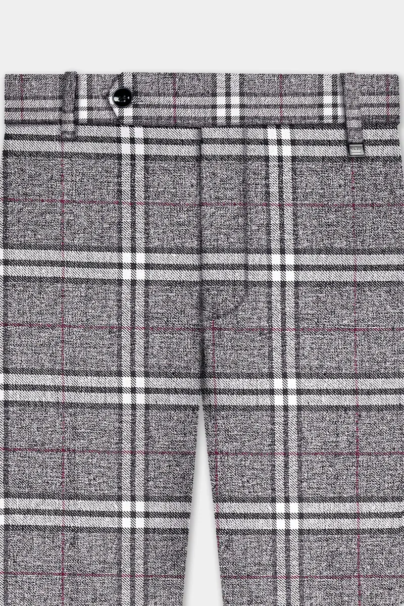 Granite Gray Plaid Wool Rich Single Breasted Suit 12