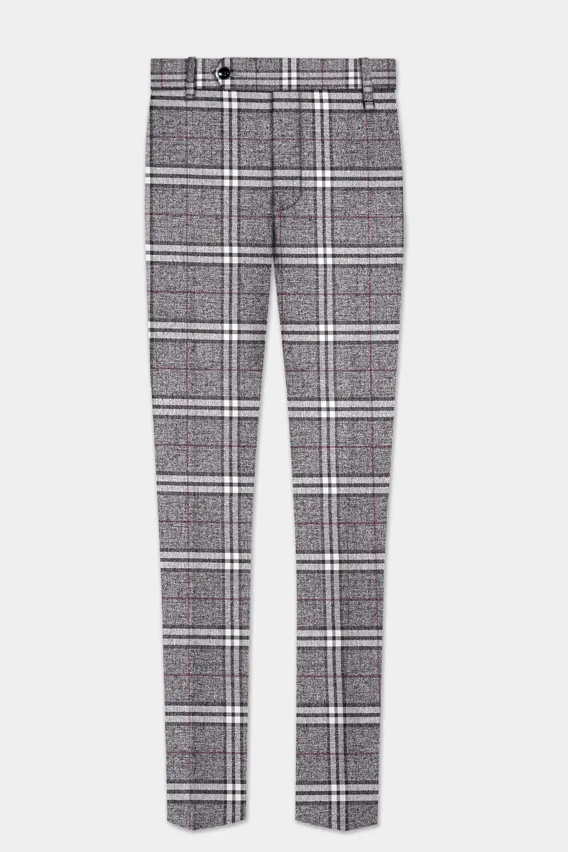 Granite Gray Plaid Wool Rich Single Breasted Suit 13