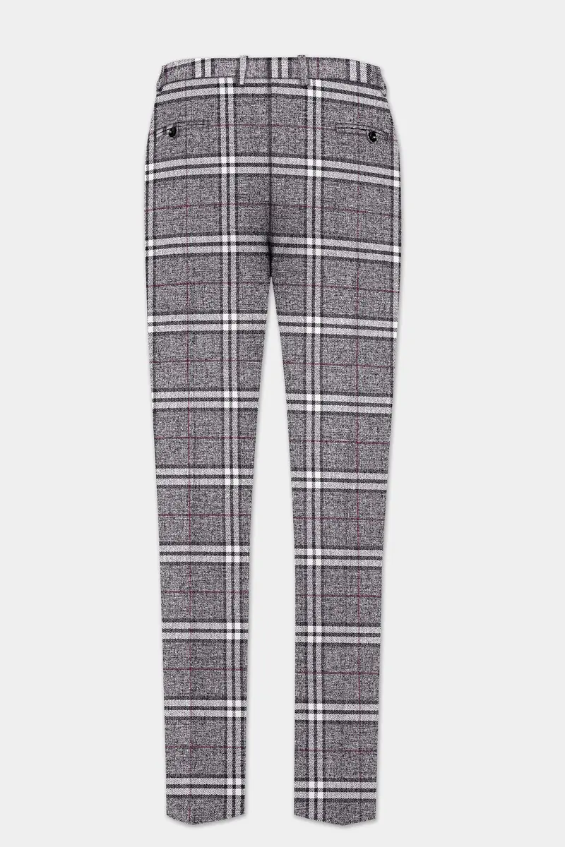 Granite Gray Plaid Wool Rich Single Breasted Suit 14