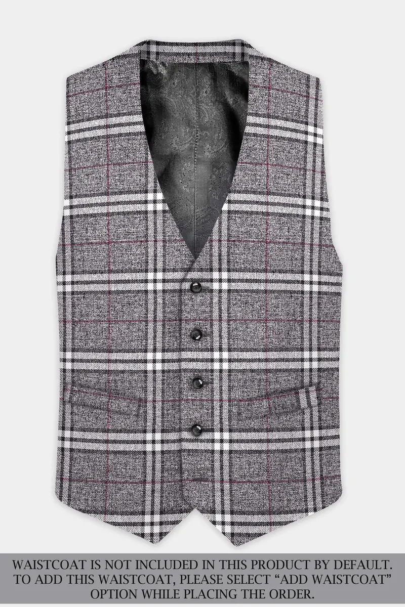 Granite Gray Plaid Wool Rich Single Breasted Suit 16