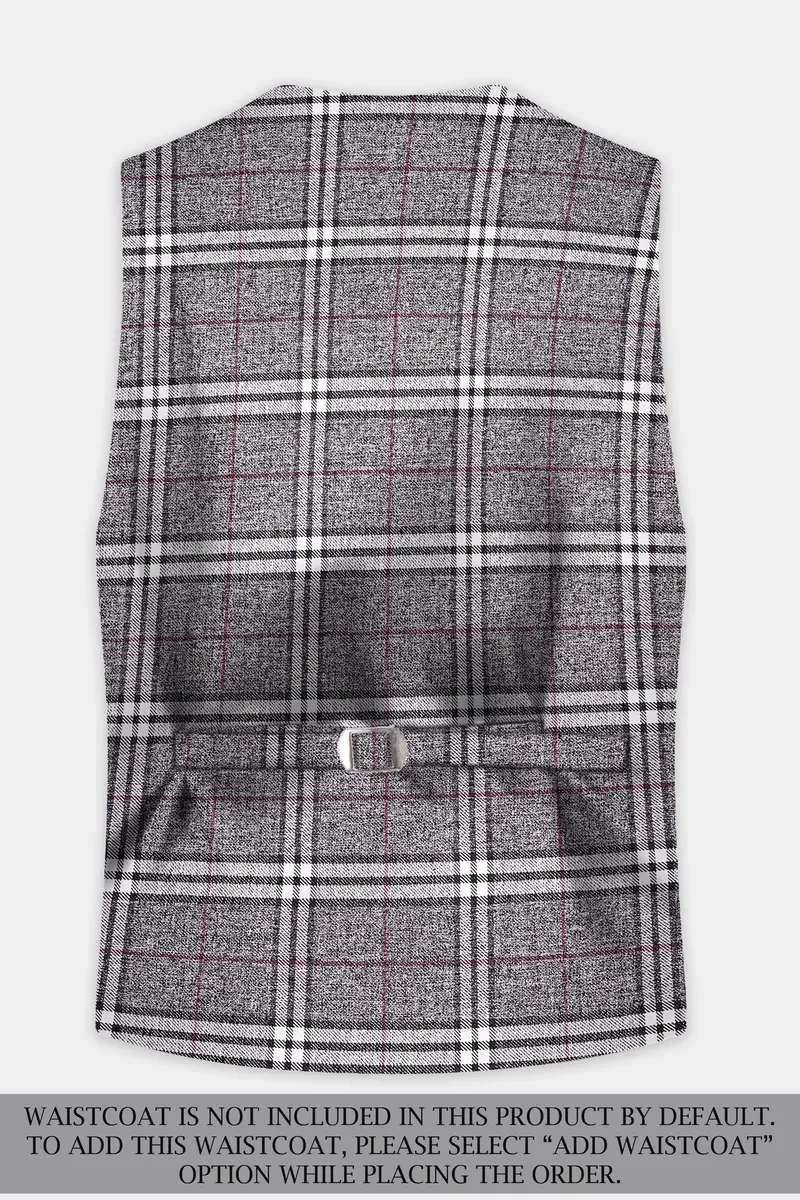 Granite Gray Plaid Wool Rich Single Breasted Suit 17