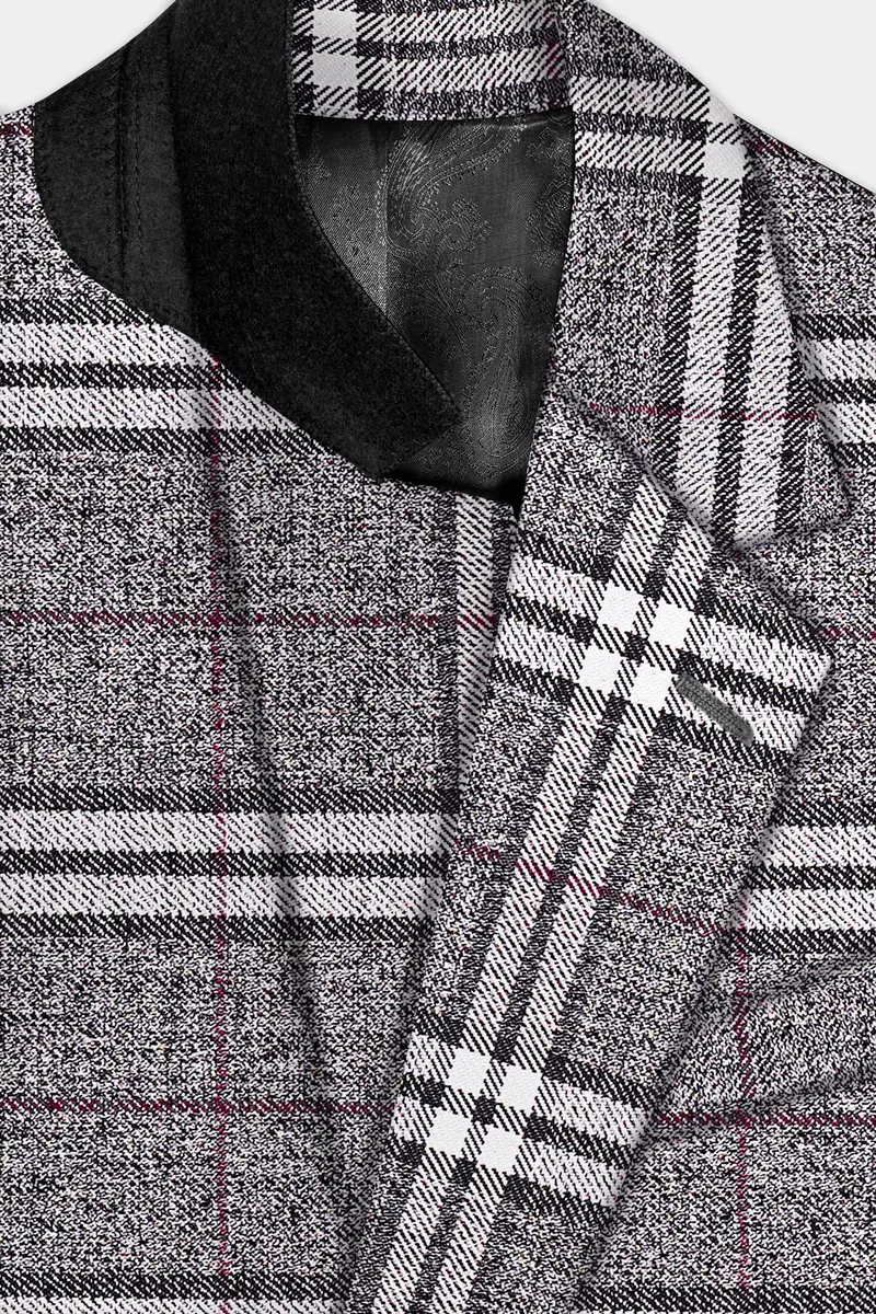 Granite Gray Plaid Wool Rich Single Breasted Suit 5