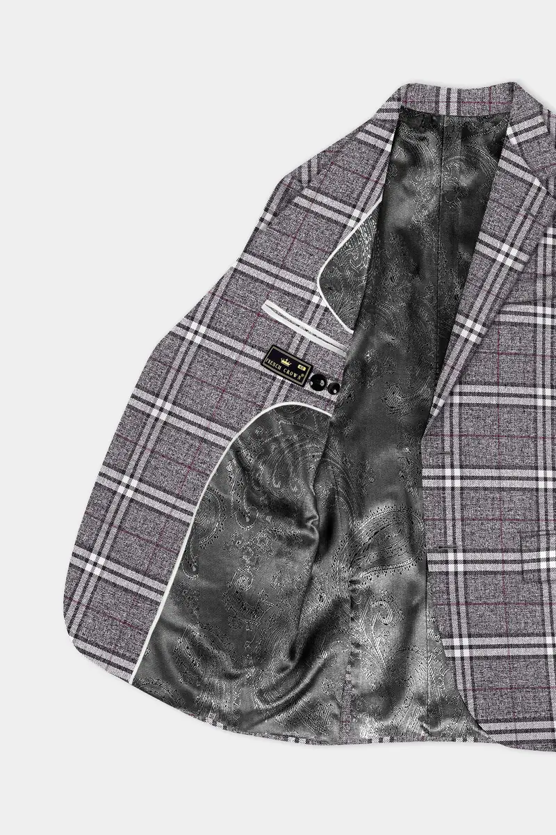 Granite Gray Plaid Wool Rich Single Breasted Suit 7