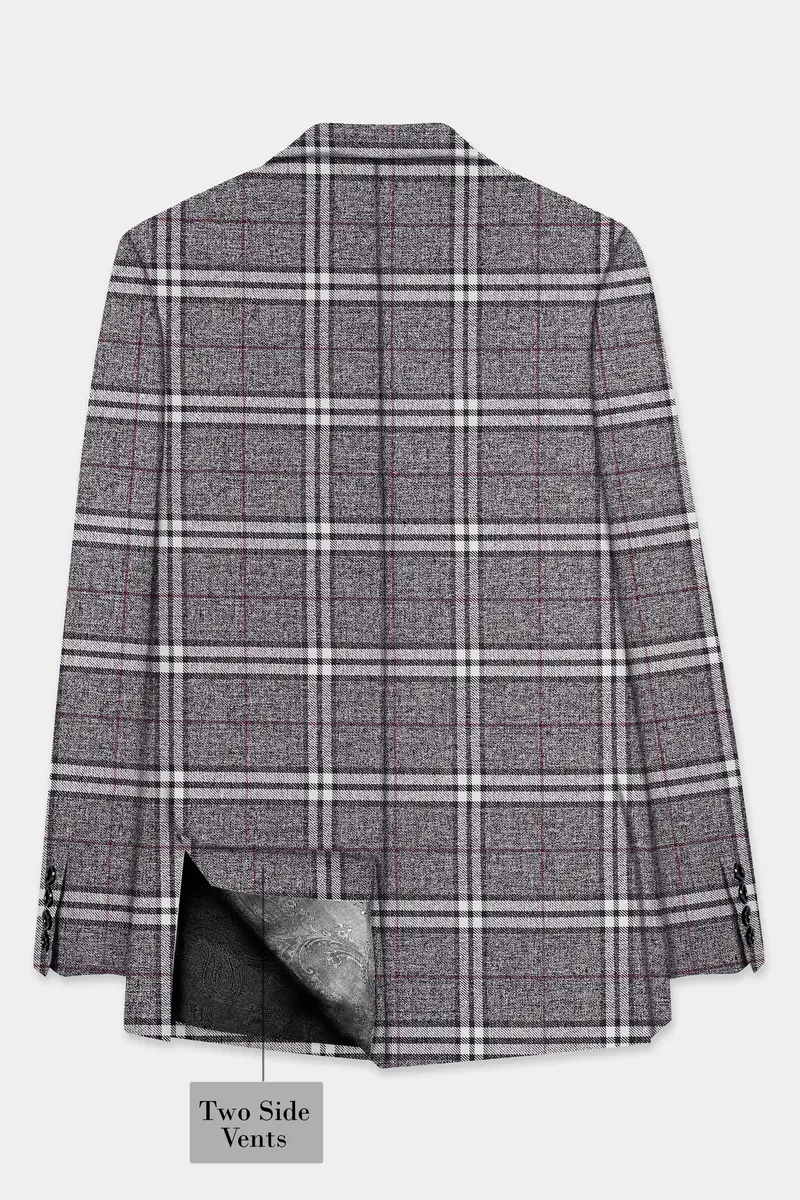 Granite Gray Plaid Wool Rich Single Breasted Suit 9