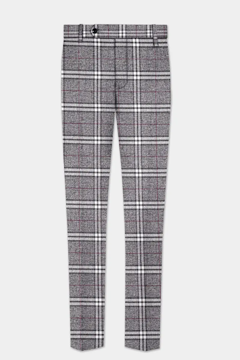 Granite Gray Plaid Wool Rich Stretchable Waistband Pant 2