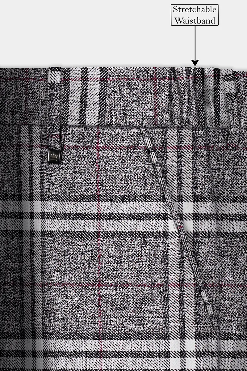 Granite Gray Plaid Wool Rich Stretchable Waistband Pant 6