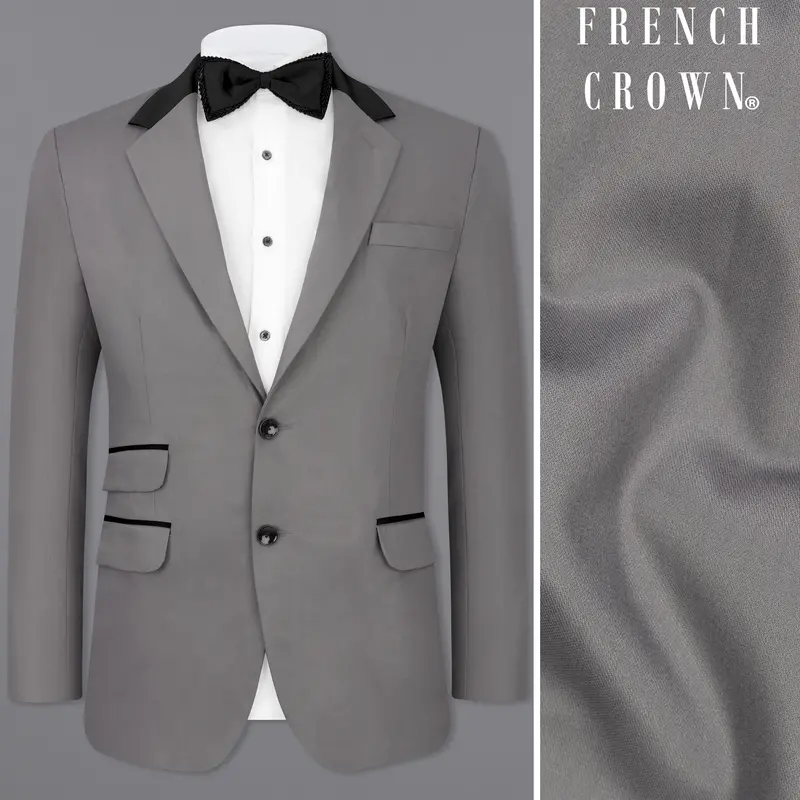 Granite Gray Single Breasted Designer Blazer 1