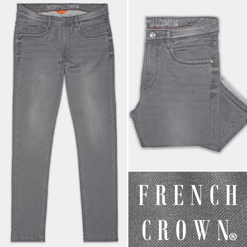 Granite Gray Whiskering Wash Denim 1