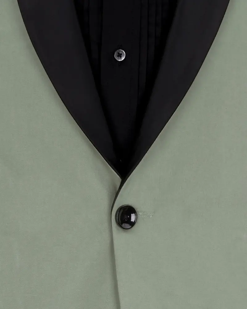 Granite Green Tuxedo With Black Lapel Premium Cotton Stretchable Traveler Blazer 4
