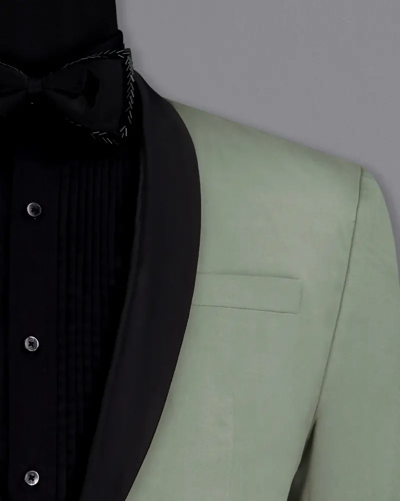 Granite Green Tuxedo With Black Lapel Premium Cotton Stretchable Traveler Blazer 5