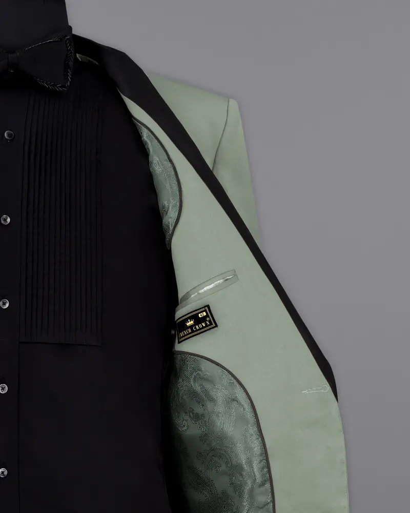 Granite Green Tuxedo With Black Lapel Premium Cotton Stretchable Traveler Blazer 6