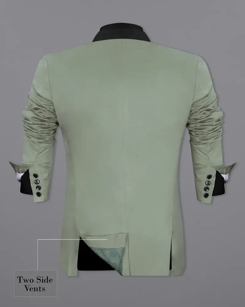 Granite Green Tuxedo With Black Lapel Premium Cotton Stretchable Traveler Blazer 7