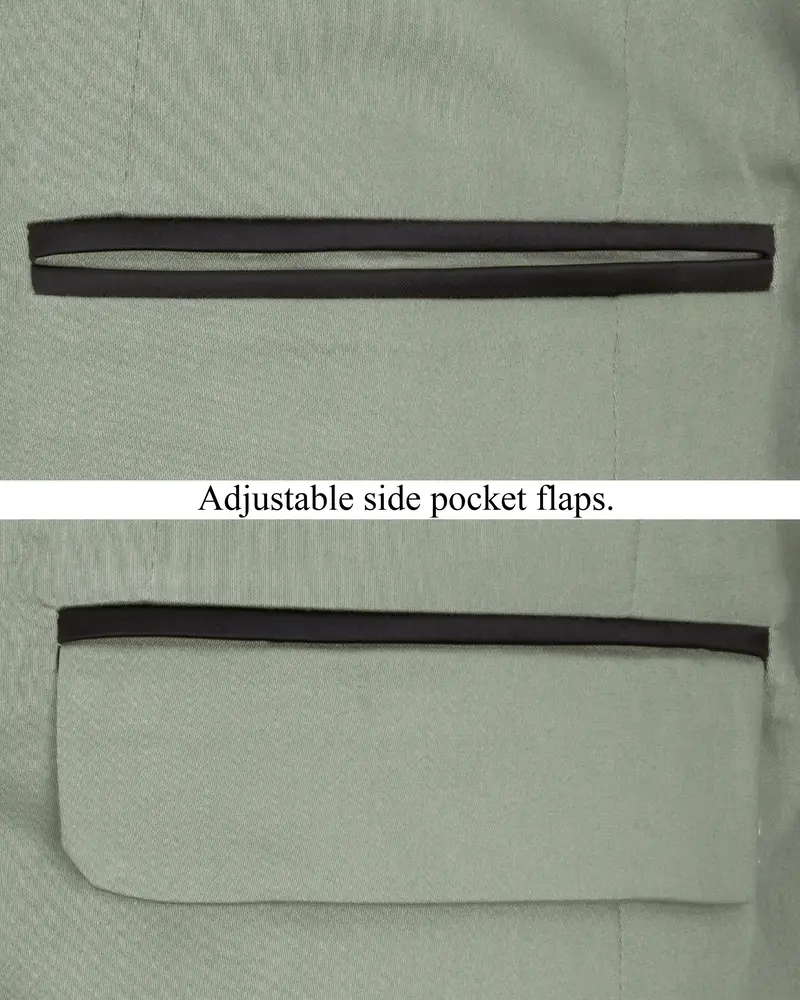 Granite Green Tuxedo With Black Lapel Premium Cotton Stretchable Traveler Blazer 9