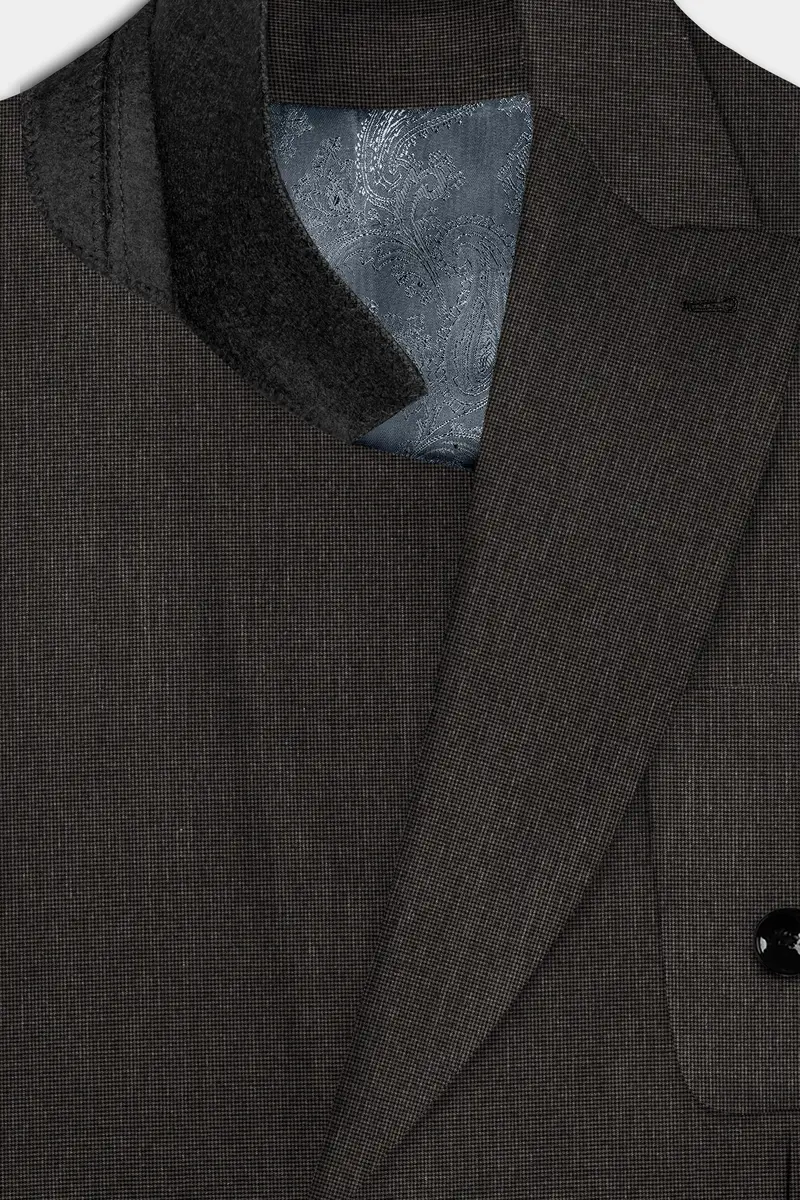 Granite Grid-Piano Gray Houndstooth Textured Wool Rich Double Breasted Sports Blazer 5