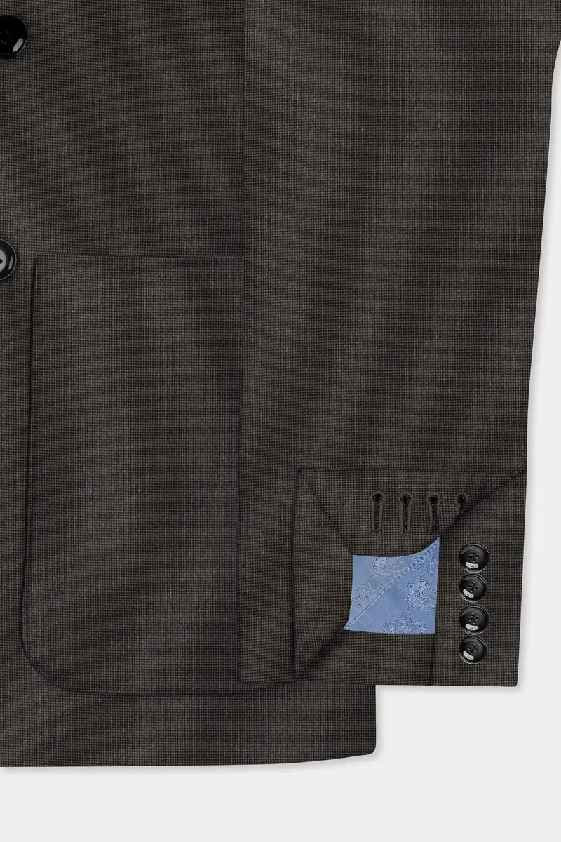 Granite Grid-Piano Gray Houndstooth Textured Wool Rich Double Breasted Sports Blazer 6