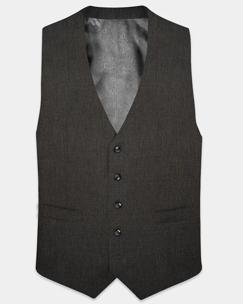 Granite Grid-Piano Gray Houndstooth Textured Wool Rich Waistcoat 1