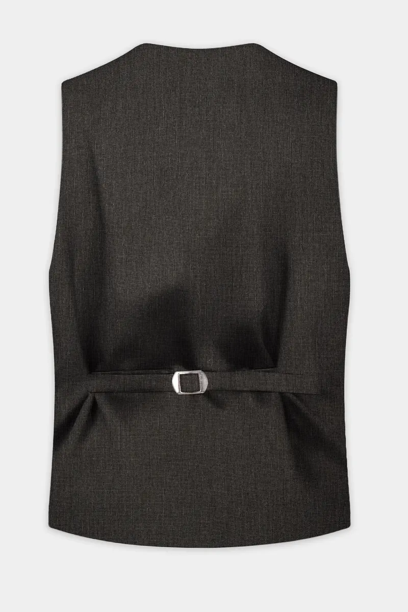 Granite Grid-Piano Gray Houndstooth Textured Wool Rich Waistcoat 4
