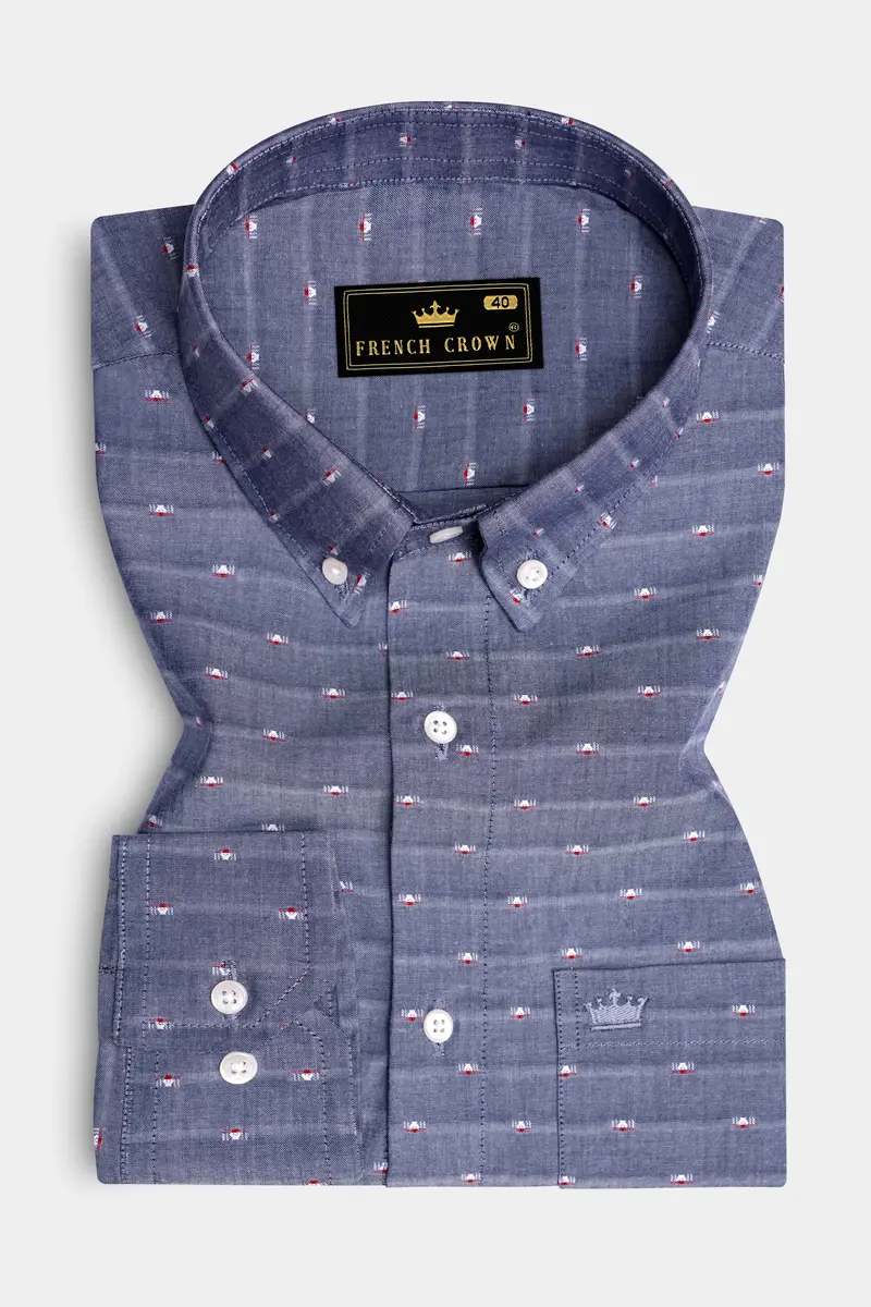 Graphite Luxe-Lynch Gray Striped Dobby Textured Premium Giza Cotton Dress Shirt 3