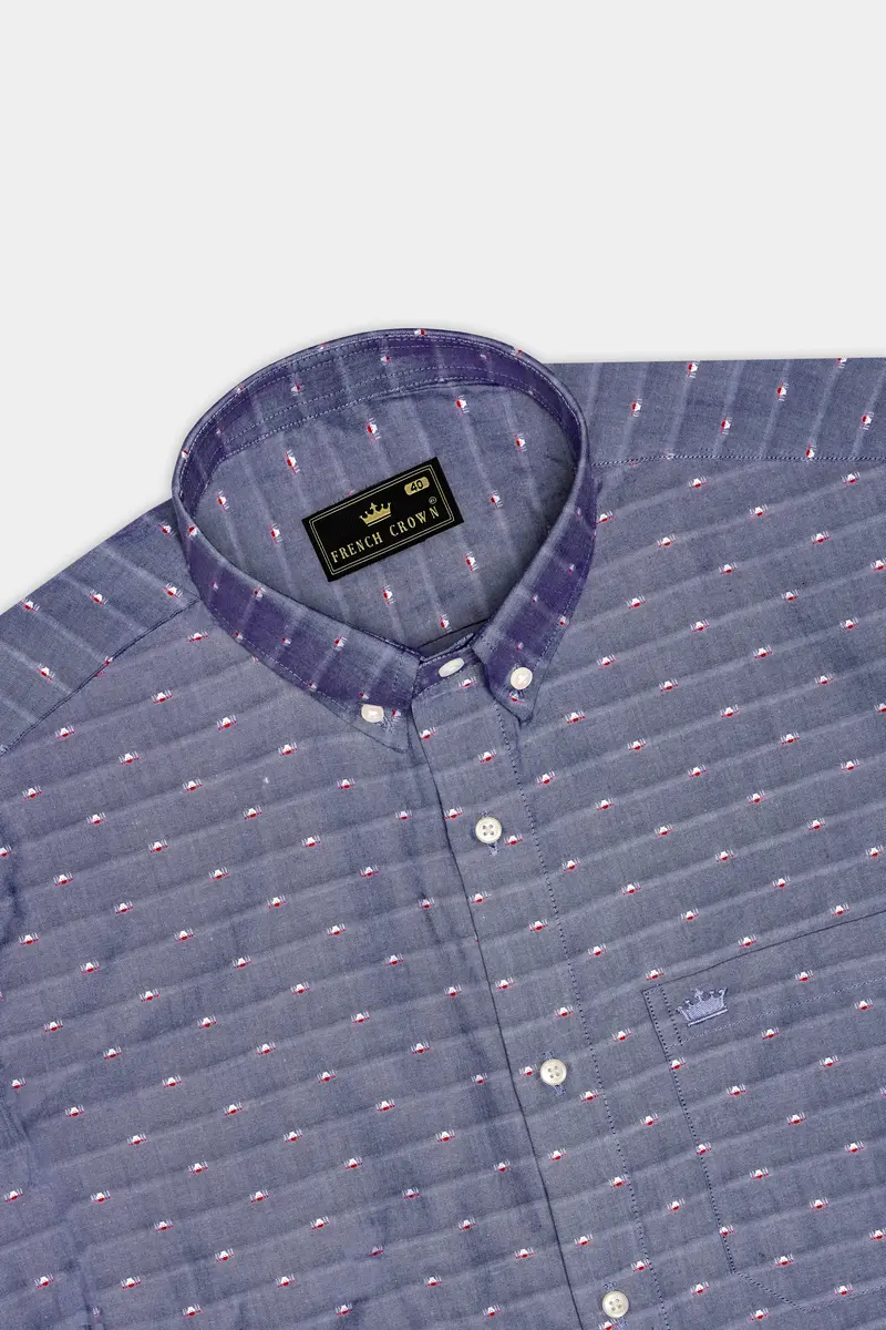 Graphite Luxe-Lynch Gray Striped Dobby Textured Premium Giza Cotton Dress Shirt 4