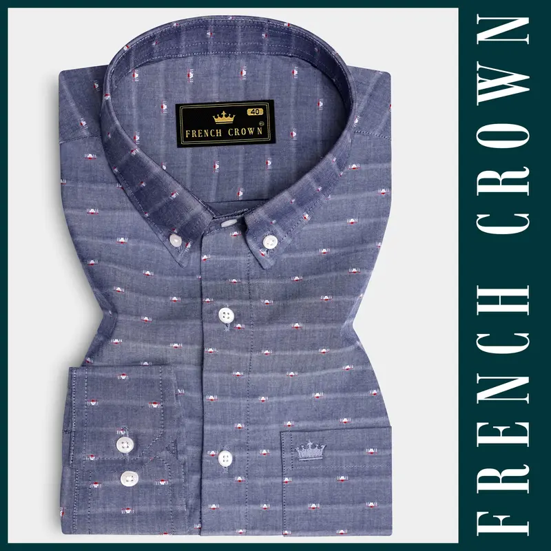 Graphite Luxe-Lynch Gray Striped Dobby Textured Premium Giza Cotton Dress Shirt 5