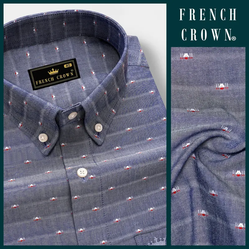 Graphite Luxe-Lynch Gray Striped Dobby Textured Premium Giza Cotton Dress Shirt 8