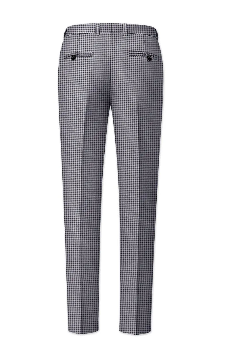 Graphite-Metallic Gray And Tuatara Gingham Plaid Tweed Single Breasted Overcoat With Pant 12