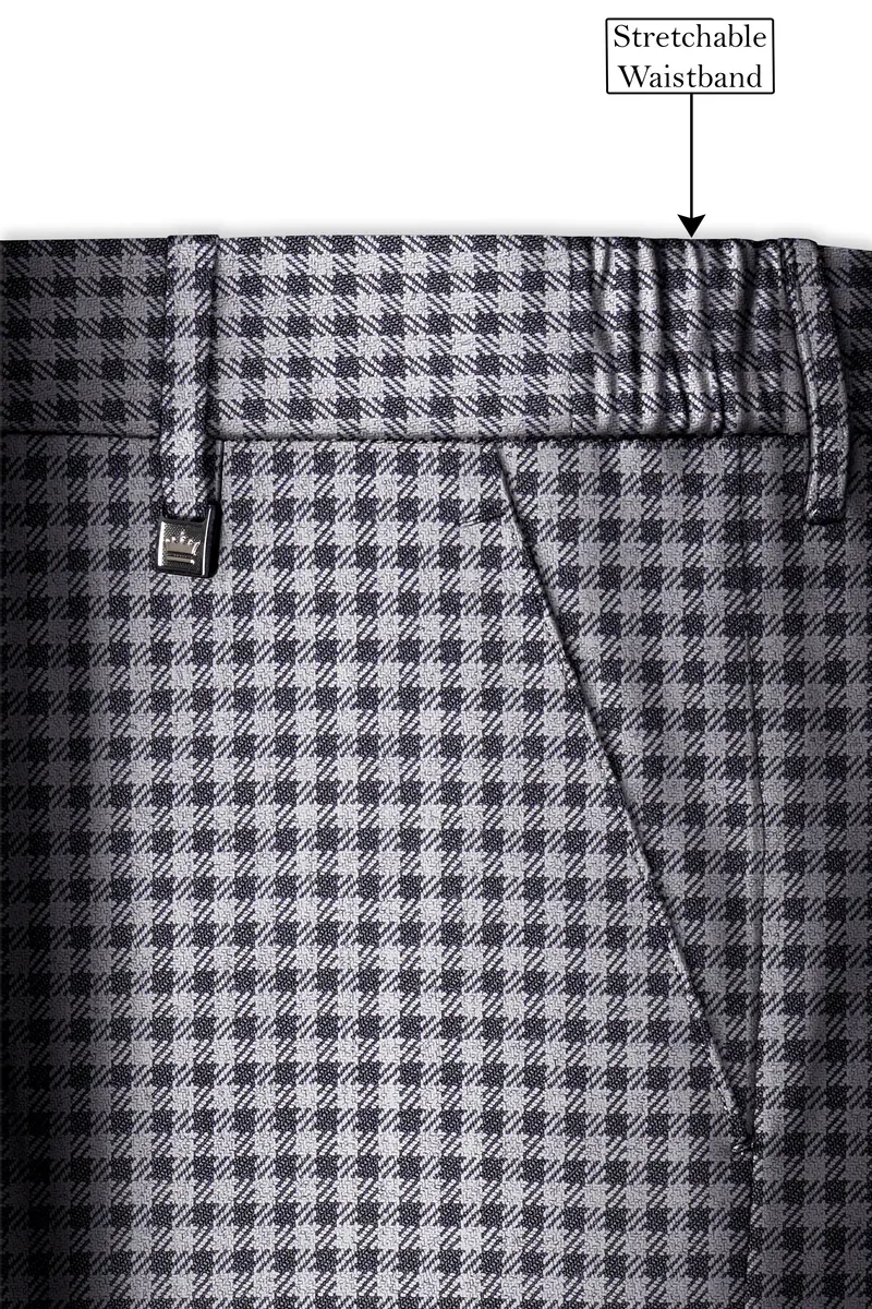 Graphite-Metallic Gray And Tuatara Gingham Plaid Tweed Single Breasted Overcoat With Pant 13