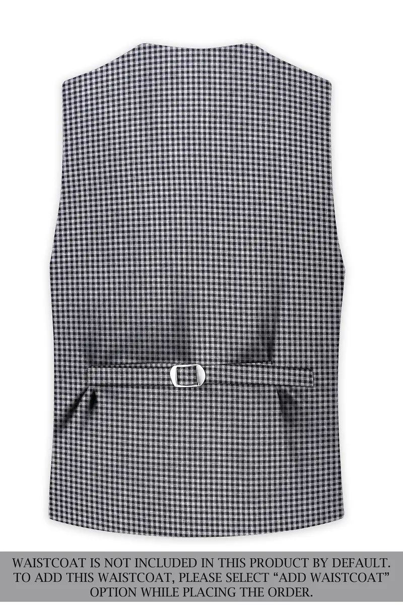 Graphite-Metallic Gray And Tuatara Gingham Plaid Tweed Single Breasted Overcoat With Pant 15