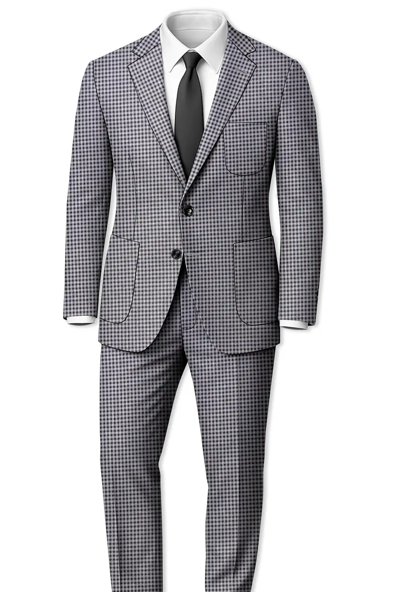 Graphite-Metallic Gray And Tuatara Gingham Plaid Tweed Single Breasted Sports Blazer 9