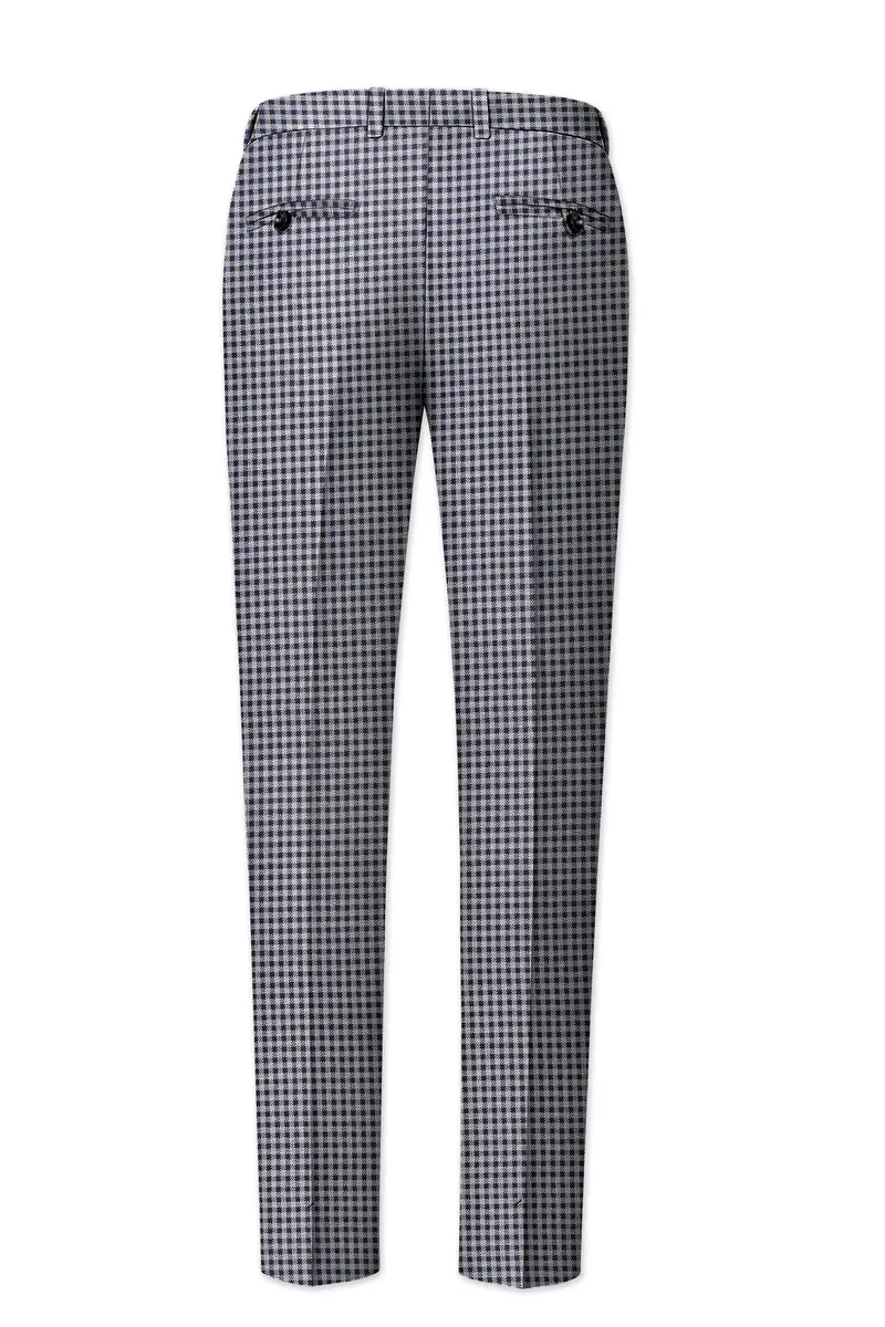 Graphite-Metallic Gray And Tuatara Gingham Plaid Tweed Stretchable Waistband Pant 5