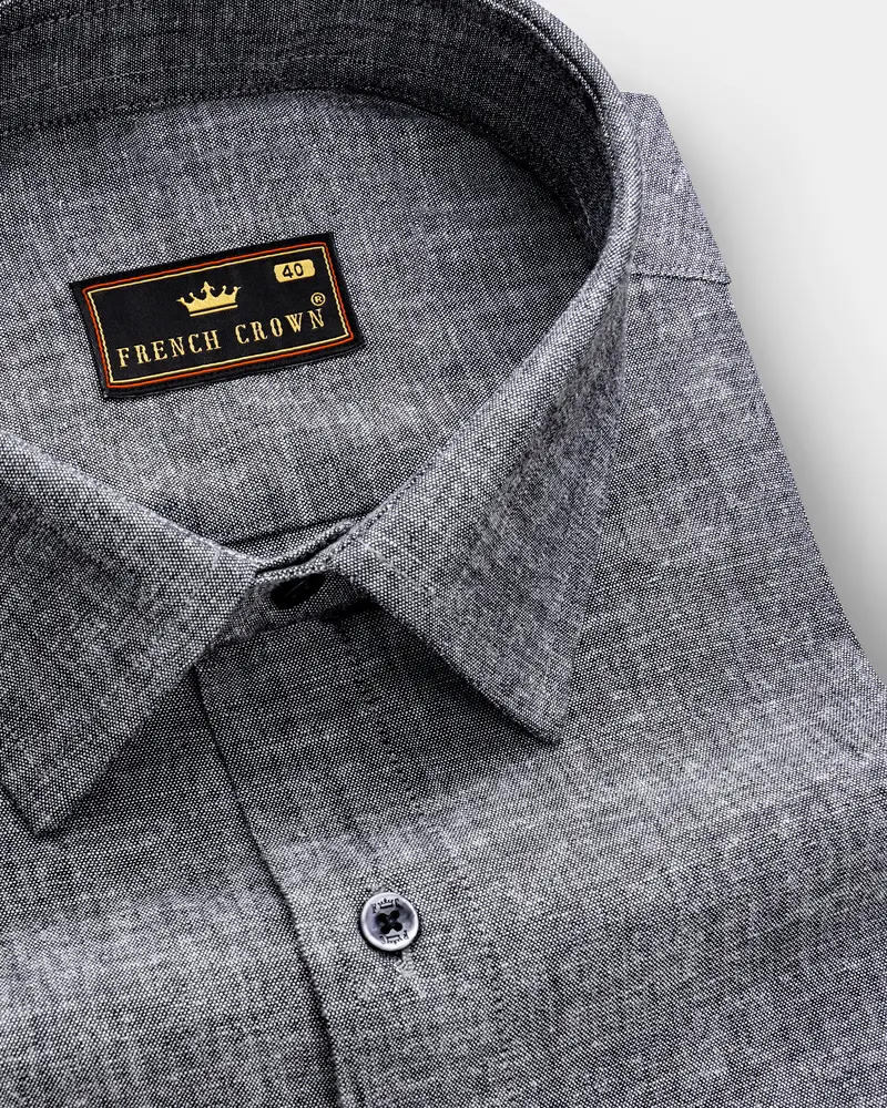 Graphite-Shuttle Gray Textured Oxford Premium Cotton Dress Shirt 1