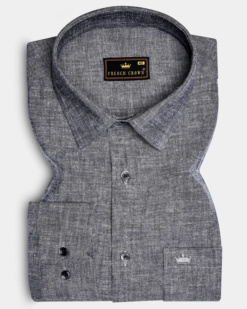 Graphite-Shuttle Gray Textured Oxford Premium Cotton Dress Shirt 10