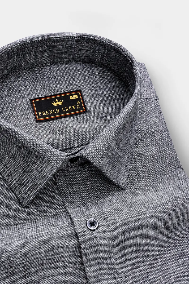 Graphite-Shuttle Gray Textured Oxford Premium Cotton Dress Shirt 2