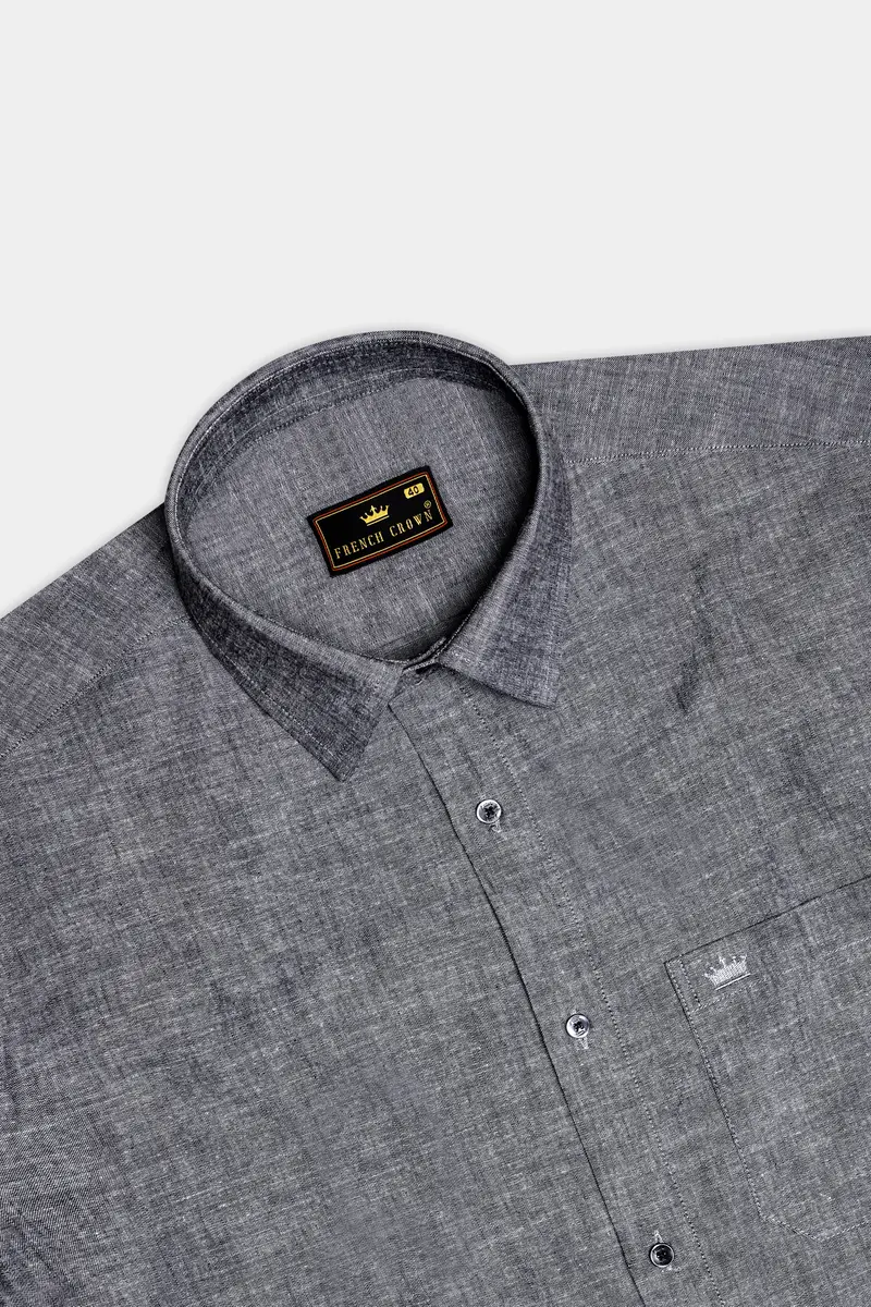 Graphite-Shuttle Gray Textured Oxford Premium Cotton Dress Shirt 5
