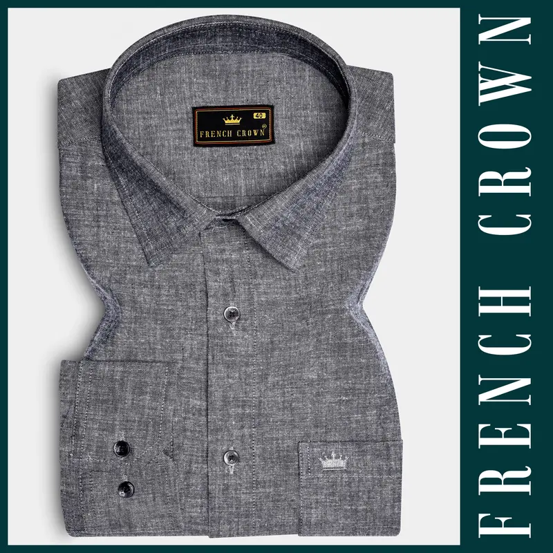 Graphite-Shuttle Gray Textured Oxford Premium Cotton Dress Shirt 6