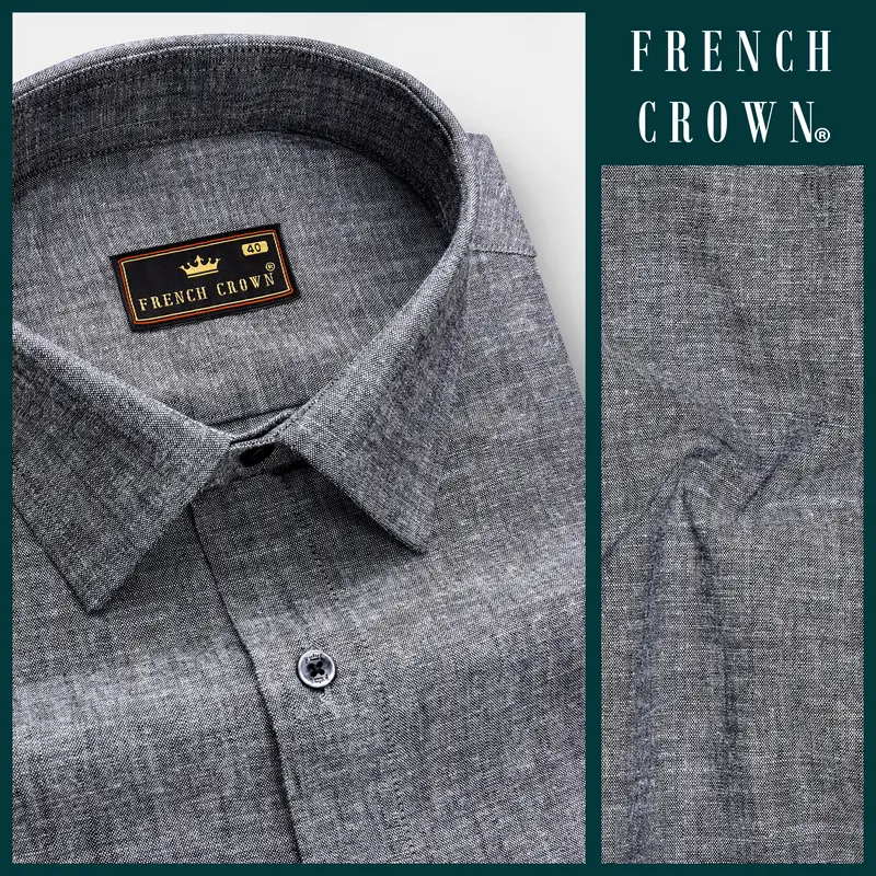 Graphite-Shuttle Gray Textured Oxford Premium Cotton Dress Shirt 8