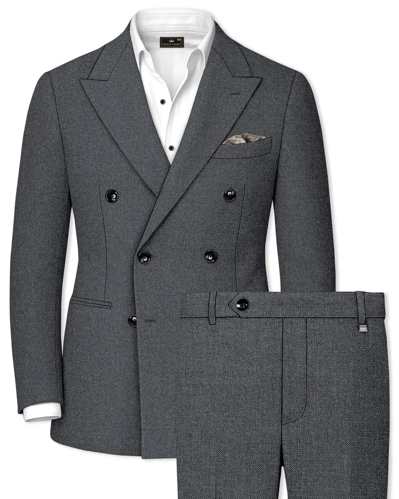 Gravano-Ship Gray Textured Tweed Double Breasted Suit 1