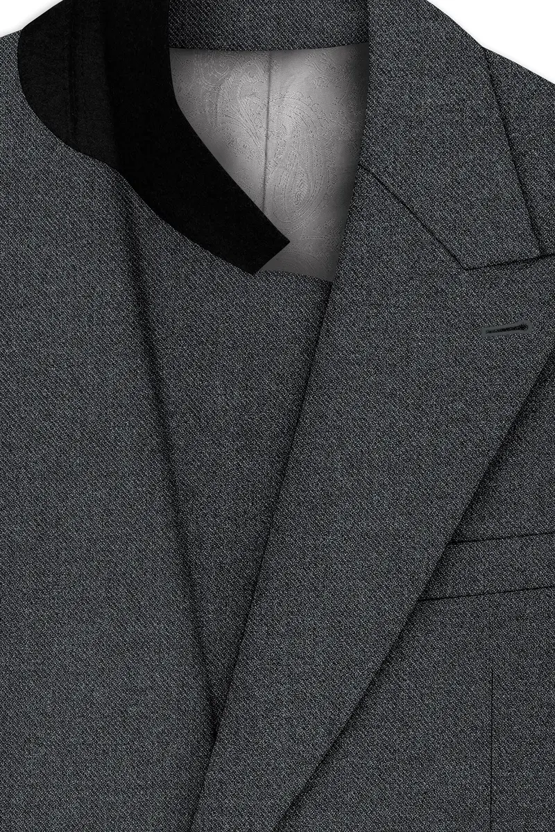 Gravano-Ship Gray Textured Tweed Double Breasted Suit 5