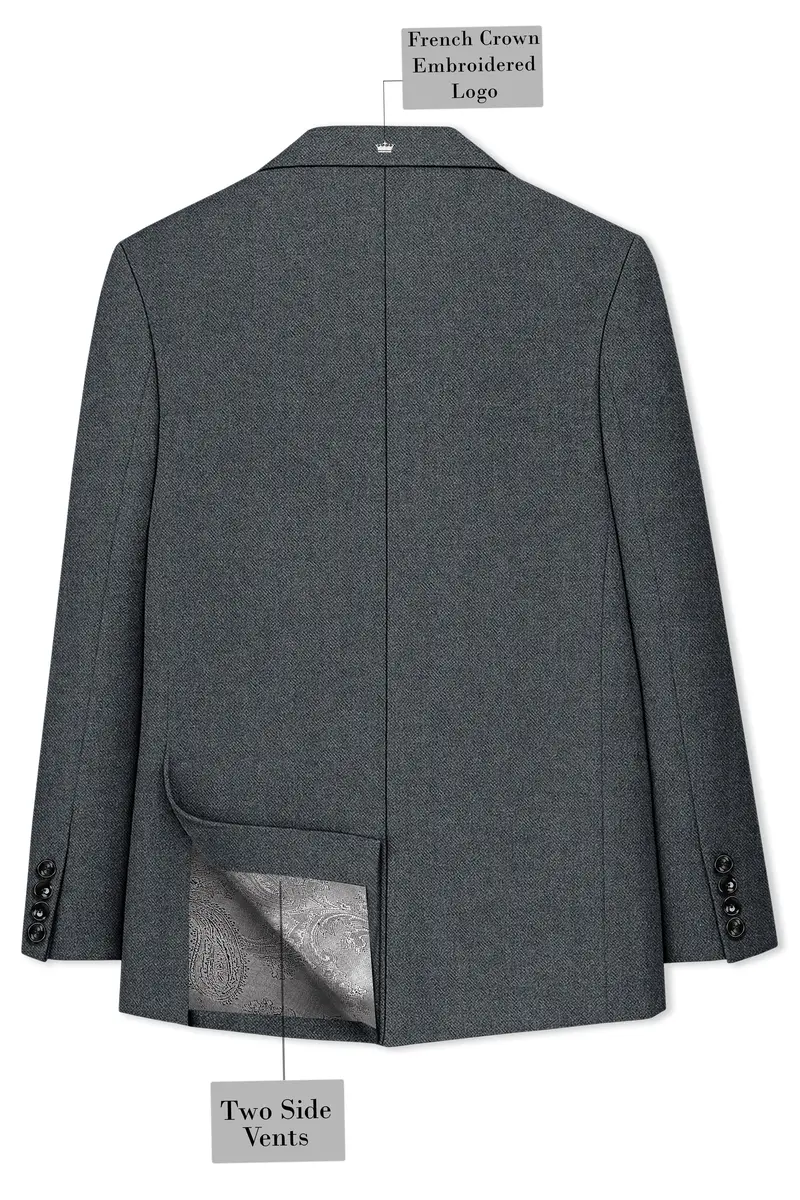 Gravano-Ship Gray Textured Tweed Double Breasted Suit 9