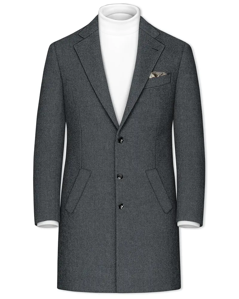 Gravano-Ship Gray Textured Tweed Single Breasted Overcoat 1