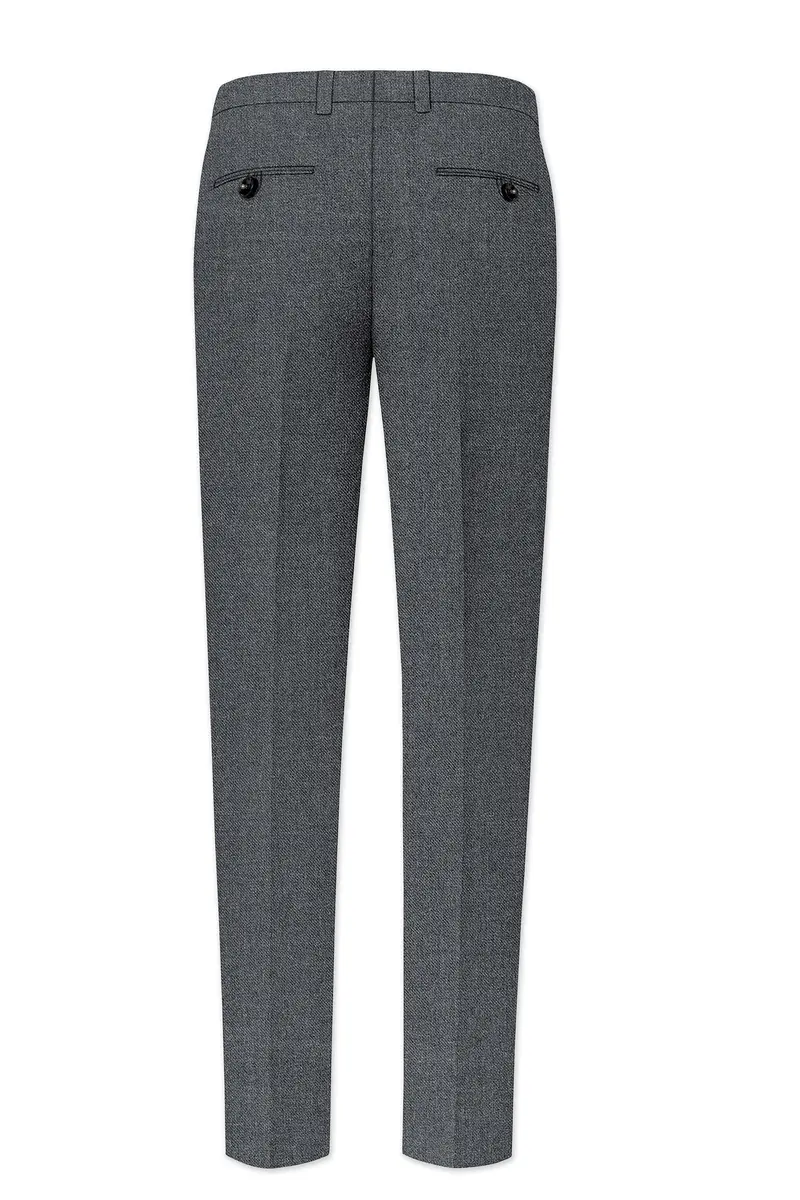 Gravano-Ship Gray Textured Tweed Single Breasted Overcoat With Pant 12