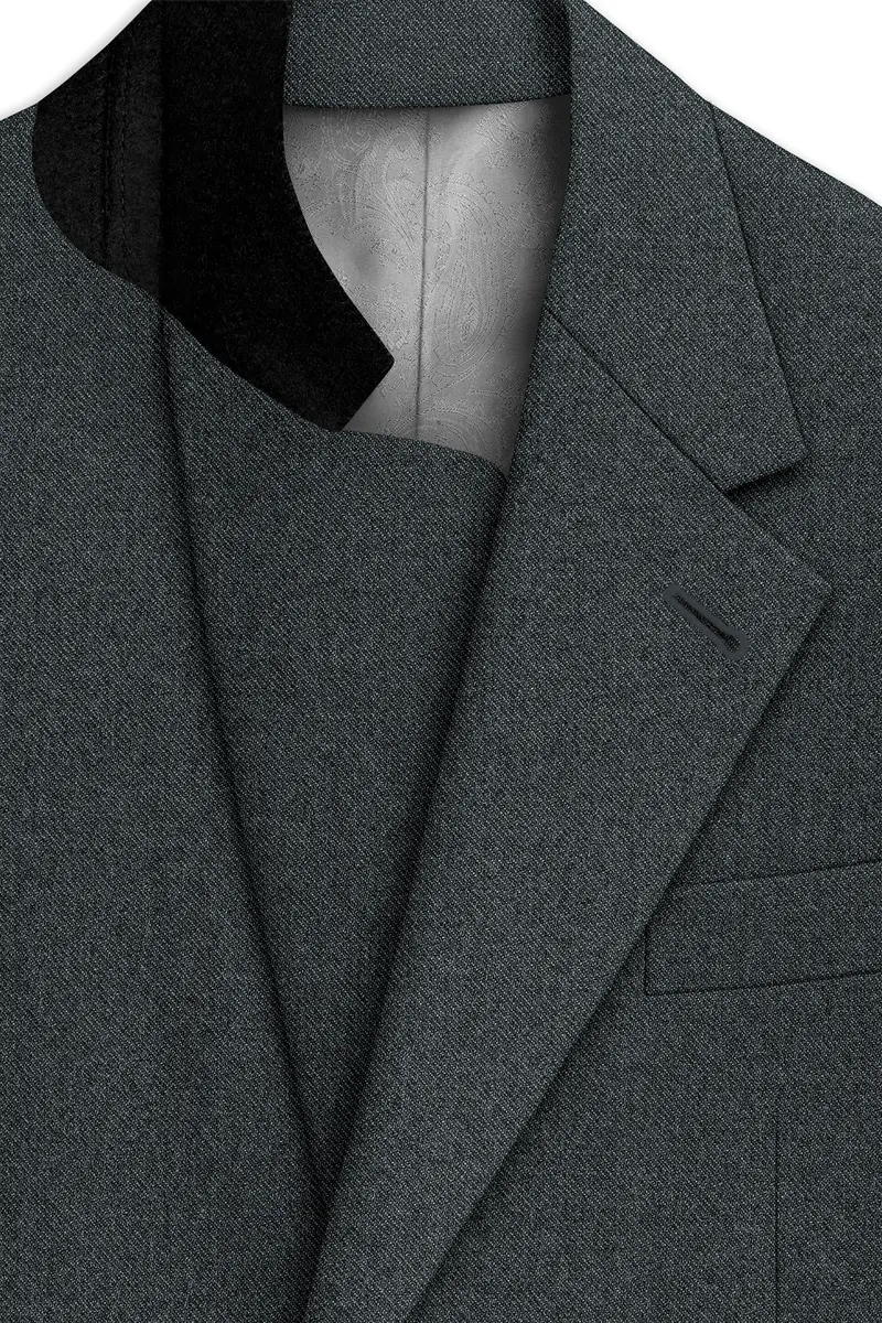 Gravano-Ship Gray Textured Tweed Single Breasted Overcoat With Pant 4