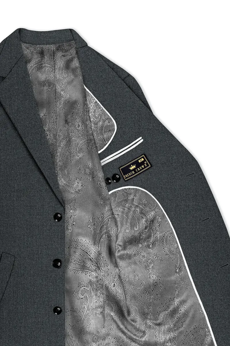 Gravano-Ship Gray Textured Tweed Single Breasted Overcoat With Pant 5
